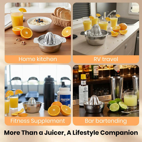 Heavy Duty 316L Stainless Steel Lemon Squeezer And Manual Citrus Juicer Press For Oranges Limes Grapefruit Kitchen Essential in use in home kitchen and RV.