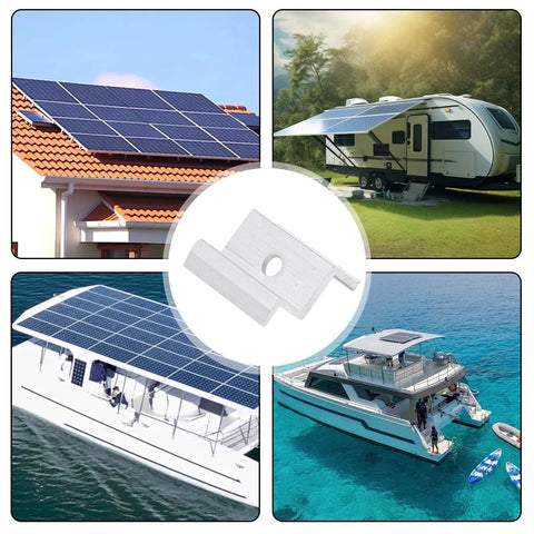 Heavy Top No Hassle Rustproof Aluminum Solar Panel Mount Brackets And Mid Clamps Easy Install Fits Like A Glove Tool Free Hardware Kit for rooftops and boats