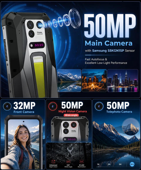 Boss Level Durable Tank 5 5G Esim Unlocked Smartphone Featuring Insane 220 Lumens Built In Projector And Killer 6.73 Inch 3K Amoled Display For Game Changing Android 16 Performance Daily showcasing 50MP main camera and sensor.