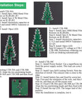 Installation steps for Christmas Tree Soldering Kit For Beginners with PCB and LED components displayed.
