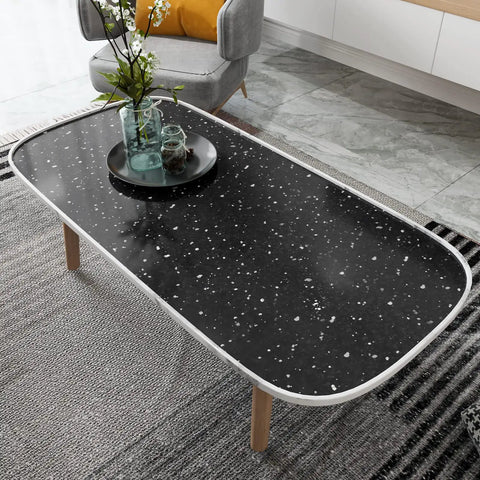 Table with Black Granite Peel And Stick Contact Paper 36 X 160 Inch Waterproof Self Adhesive Vinyl for kitchen countertops.