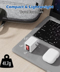 Grounded Outlet Extender With Easy Toggle On Off Switch Two Pack Three Prong Wall Tap Power Adapter Energy And Space Saving Plug For Lights And Small Appliances Red Indicator Light ETL Listed White, compact with laptop