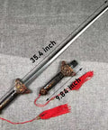 Scalable Tai Chi Training Sword Kit With Storage Pouch And Instructional Videos showing 35.4 inch extendable steel blade and handle