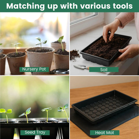 Ten Pack 1020 Seed Starter Trays With Extra Thick Heavy Duty Build No Holes No Leak Reusable Propagation Flats used with nursery pots and soil