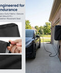 Top Shelf Outdoor Electric Vehicle Charger Cover Built Different With Heavy Duty Waterproof Cloth Shield For Tesla Wall Connector level two port guard on garage wall.