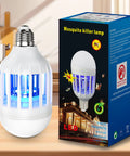 2 In 1 Mosquito Killer Lamp LED Bug Zapper Bulb For Indoor And Outdoor Use Fly Insect Trap Light displayed with packaging