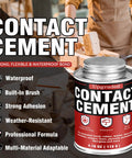 Heavy Duty Neoprene Contact Adhesive With Built In Brush, Delivers A Super Tight Grip For Leather And Woodwork, Waterproof And Heat Resistant Formula That Makes Furniture Repairs A Breeze And Keeps Crafts Looking Crisp, shown in a workshop setting.