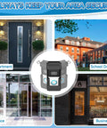 Image showing No Drill Anti Theft Doorbell Mount For Blink And Ring Video Doorbells With 360 Degree Coverage And Adjustable Angle in various settings: apartment, school dorm, office, and business.