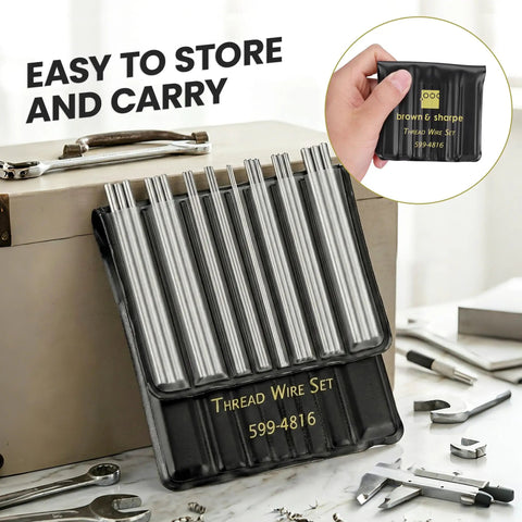 Pro Grade Thread Measuring Wire Set With Portable Holder 0.5mm To 6mm Range 16 Diameters For All 60 Degree US And Metric Threads For Machinists And Engineers Stainless Steel Kit With Carrying Case And Handy Extensions in case