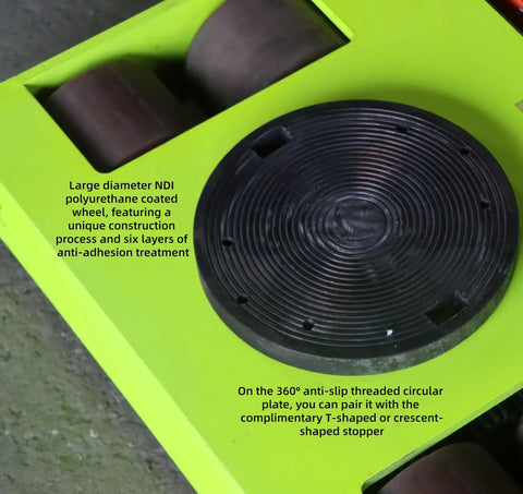 Heavy Duty Electric Machine Dolly Skate Kit With Wireless Remote For Hauling Massive Equipment And Rigorous Shop Loads Without Breaking A Sweat Custom Configurations Ready To Roll large NDI polyurethane wheel with anti-slip circular plate