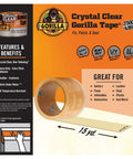 Crystal Clear Heavy Duty Duct Tape For Repairs And Sealing Weatherproof And Air Tight Wide Two Point Eight Three Inch By Fifteen Yard Roll Pack Of Four Tear By Hand And Sticks To Almost Anything Ultra Clear Finish product packaging