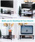 TV And Monitor Riser Desk Stand With Sturdy Metal Frame, Large 14.6 Inch By 9.3 Inch Platform, supports 44 lbs, iMac and printer display