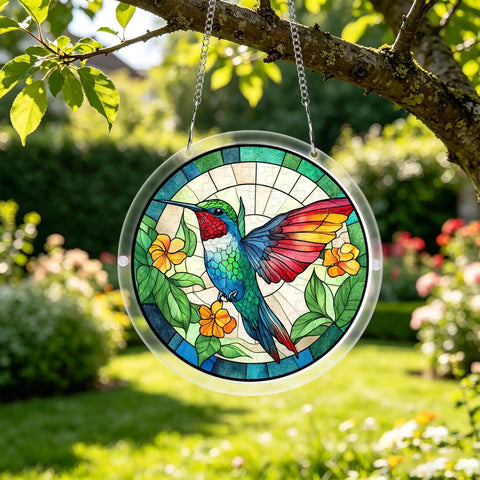 Colorful Hummingbird Puzzle Suncatcher Kit 83 Piece DIY Acrylic Sun Catcher For Doors Garden And Windows Easy Snap Together Project