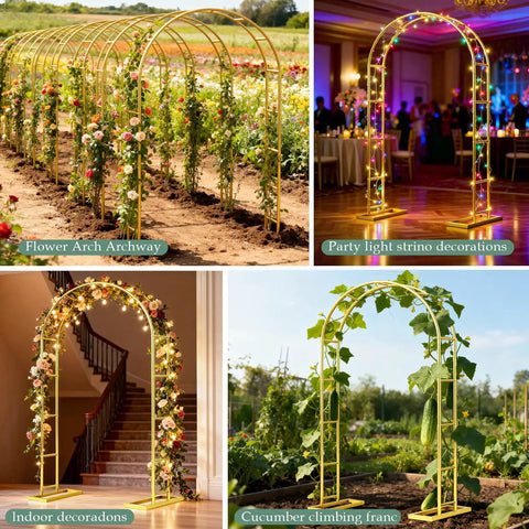 Heavy Duty Balloon Arch Stand 7.2Ft By 4.3Ft Metal Garden Arch Trellis For Climbing Plants Outdoors in garden and event settings
