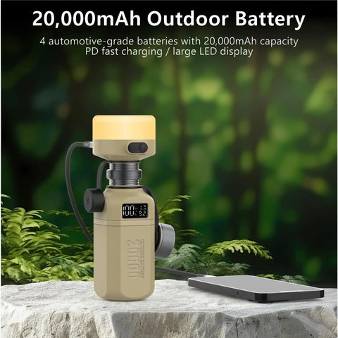 20000mAh Rugged Tough As Nails Power Bank With Fast USB C PD, IP68 Waterproof And Shockproof on stone surface