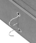 Kickass Multi Layer Closet Hanging Storage Bag And Solid Non Woven Wardrobe Organizer with metal hooks and grey fabric.
