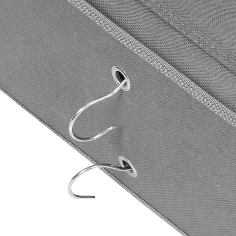 Kickass Multi Layer Closet Hanging Storage Bag And Solid Non Woven Wardrobe Organizer with metal hooks and grey fabric.