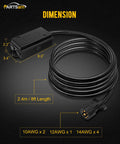 Dimensions of Heavy Duty 7 Way Trailer Wiring Harness With Inline Junction Box And Weatherproof Connector Cable, 8ft length.