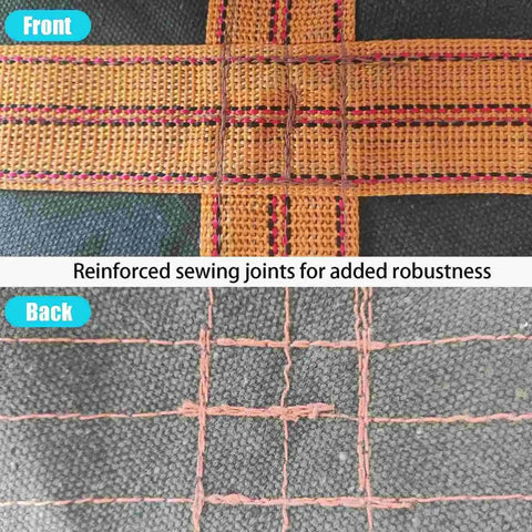 Heavy Duty Canvas Cargo Lifting Pad Net Featuring Rock Solid Non Slip Design showing reinforced sewing joints for durability.