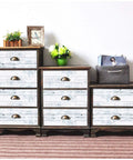 Wooden cabinets with drawers featuring DIY Ready Peel And Stick Shiplap Wallpaper In Light Grey White Distressed Wood Plank Look