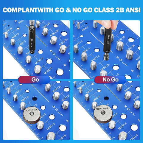 Upgrade Thread Checker Kit With 80 Nut And Bolt Sizes Including 60 Standard Thread 26 Metric And 20 Drill Bit Gauges aluminum plate.