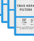 4 Pack Replacement HEPA Filter For Holmes AER1 Total Air Purifier HAPF30AT HAP242-NUC True HEPA Filtration with blue trim