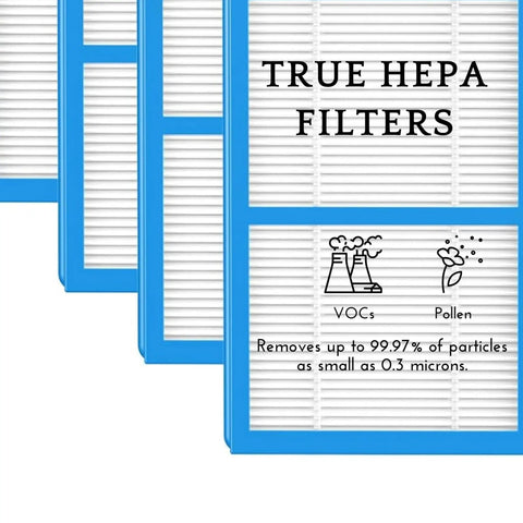 4 Pack Replacement HEPA Filter For Holmes AER1 Total Air Purifier HAPF30AT HAP242-NUC True HEPA Filtration with blue trim