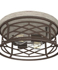 Round Rustic Flush Mount Ceiling Light In Onyx Bengal Finish Dimmable And Medium Size For Bedrooms Kitchens Foyers Bathrooms