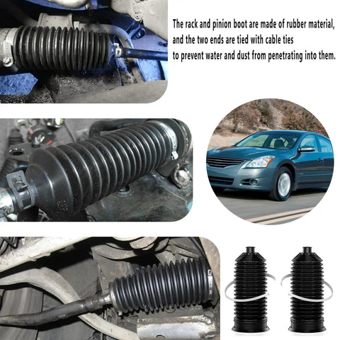 Rack And Pinion Boot Bellows For Nissan 350Z Altima Maxima Murano Infiniti G35 I30 I35 M35 M45 Q45 Replacement Part Made To Fit 2000 2011 Models With Durable Rubber Seal No Fuss Easy Install installed on vehicle steering system.