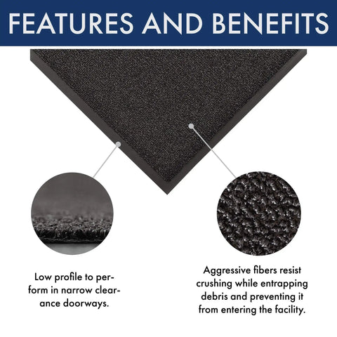 Prelude 3x6 Indoor Outdoor Entrance Mat For Heavy Traffic, Crush Resistant Coarse Loop Fibers Detail and Features