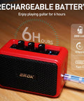 Mini 5W Electric Guitar Practice Amp With Clean And Overdrive Modes, Bluetooth Streaming, Headphone Jack, Red Portable Indoor Amp