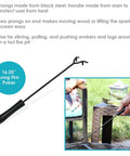 16 Inch Fire Pit Poker With Heat Resistant Resin Handle, Built Tough Campfire Tool For Indoor And Outdoor Use shown in use.