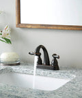Centerset Oil Rubbed Bronze Bathroom Faucet With 4 Inch 3 Hole Vanity Mount And Metal Push Pop Drain in modern bathroom setting