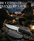 Fixed Blade Knife With Sheath For Outdoor Use Fire Forged High Carbon Steel Razor Sharp Edge Hand Finished on rocky surface