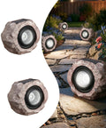 Two Pack Solar Rock Lights Outdoor Adjustable Angle Waterproof LED Garden Pathway Lights Auto On Off Landscape Lighting For Yard Patio Flower Bed White Glow Stone Brown on garden path