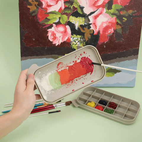 Must-Have Paint Brush Cleaner And Holder With Built-In Palette And Wash Basin For Acrylic, Watercolor, And Water-Based Paints