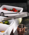 Restaurant Grade 6.5 Inch Pom Tong Set Of 6 Stainless Steel Garnish Tongs With Satin Finish for bar use with fruits and ice