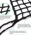 Close-up of diamond grid pattern on 10x10 Ft Golf Practice Fence Net, 400GSM Heavy Duty Barrier Net with thickened edges.