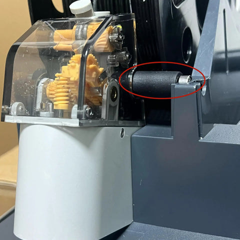 Quick Swap Active Support Shaft Assembly Replacement detail showing black spindle in automated material system for 3D prints.