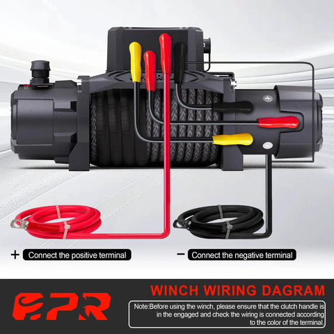 Beefed Up 13500 Lb Wireless Recovery Winch With 3/8 Inch 85 Ft Synthetic Rope For Jeep SUV Truck And Trailer IP68 Waterproof 12V Electric Winch Panther Series 3S With Two Remotes wiring diagram with positive and negative terminals