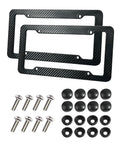 2 Pack Carbon Fiber Look License Plate Frames With Fasteners, Screws, And Washers Included, Durable Car License Plate Holder For Most US Plates