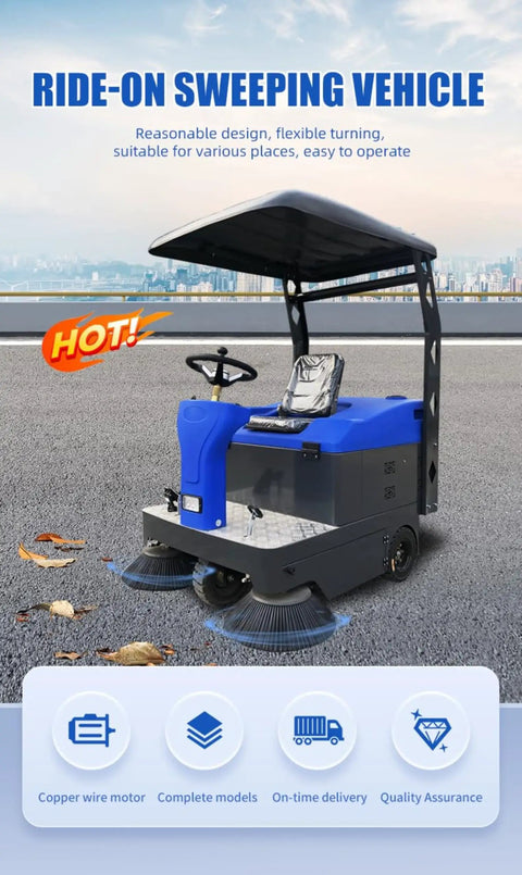 Ride On Industrial Floor Sweeper Machine For Warehouse And Factory Use Effortless Cleaning Big Area Coverage Heavy Duty Design Durable Construction Easy Operation Reliable Performance For Commercial Spaces