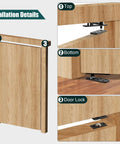 Installation details for Badass Heavy Duty Hidden Door Hinge Built Like A Tank From 304 Stainless Steel with wood panel.