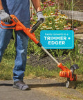 3-In-1 Electric Lawn Mower Weed Eater And Edger For Small Yards Corded 12-Inch 6.5 Amp Powerdrive Motor in trimming mode