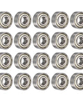 R188ZZ Deep Groove Ball Bearing 20 Pack 0.25 In Bore 0.5 In OD 0.1875 In Width Chrome Steel Double Shielded bearings arranged in rows