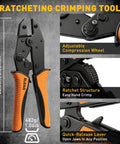 All In One Pro Grade Ratchet Wire Crimping Kit With Five Quick Change Jaws 200 Piece Set For Auto Marine And DIY Wiring