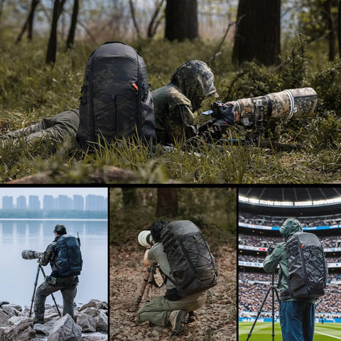 Pro Telephoto Lens Backpack For DSLR And Mirrorless Gear With 600 To 1200mm Support Big Opening Access used outdoors