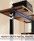Underneath view of 47 Inch L Shaped Standing Desk With 3 Drawers, Electric Height Adjustable, steel frame structure