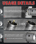METOTY 4-inch concrete hole saw with 100mm bit and 220mm SDS shank; three-step usage diagram