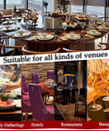 Kick Back Heavy Duty Tempered Glass Lazy Susan Turntable 31 To 35 Inch displayed on a round table in a dining setting.